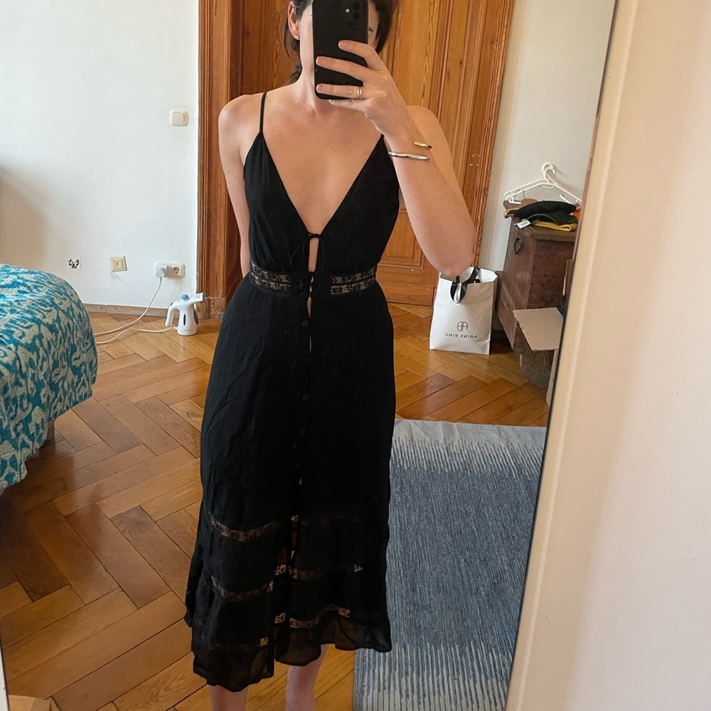 Reformation black floral dress